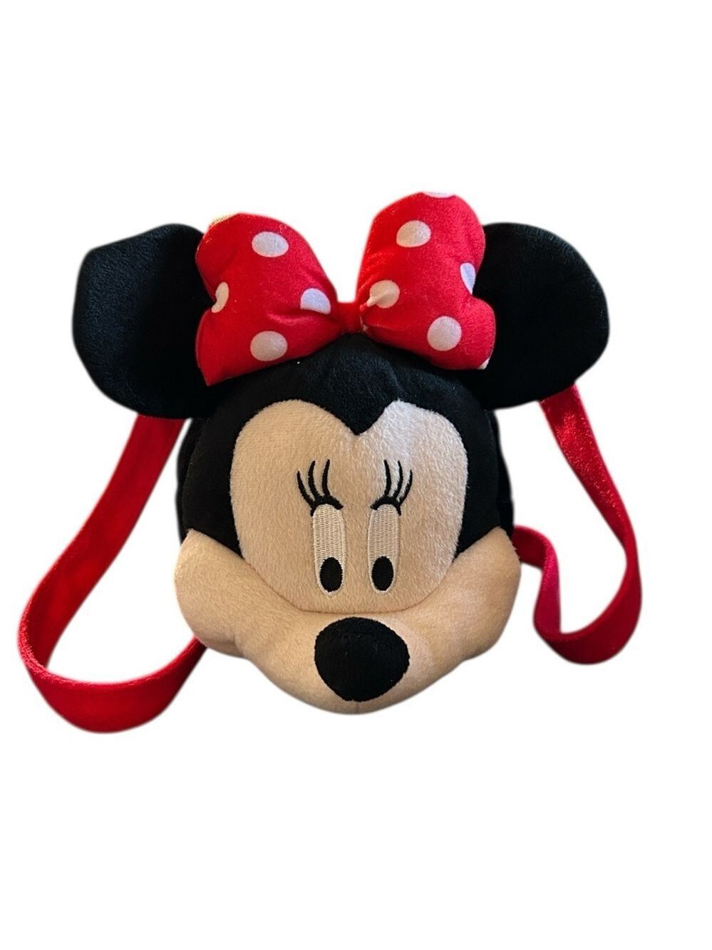 Disney Minnie Mouse Red and Black Plush Purse Shoulder Bag with 3-D Head Zip - Picture 9 of 10